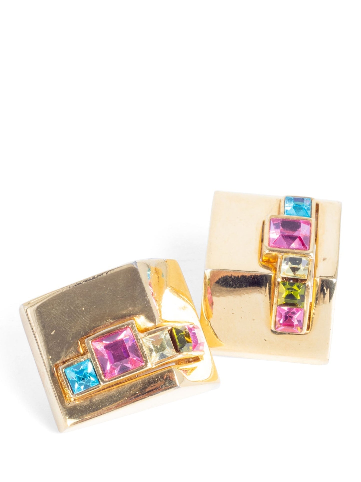 Givenchy Rhinestone Art Deco 24K Gold Plated Earrings
