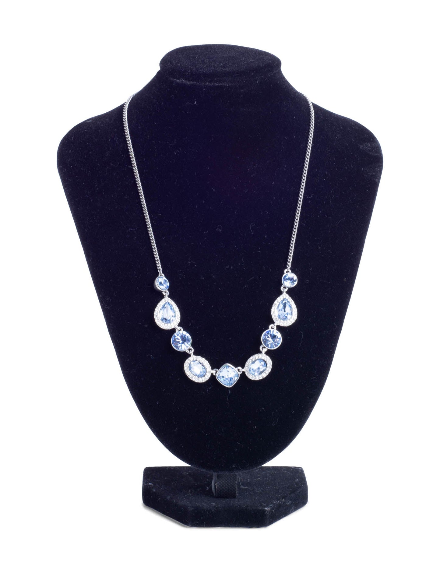 Givenchy Vintage Raindrop Rhinestone Embellished Necklace Blue