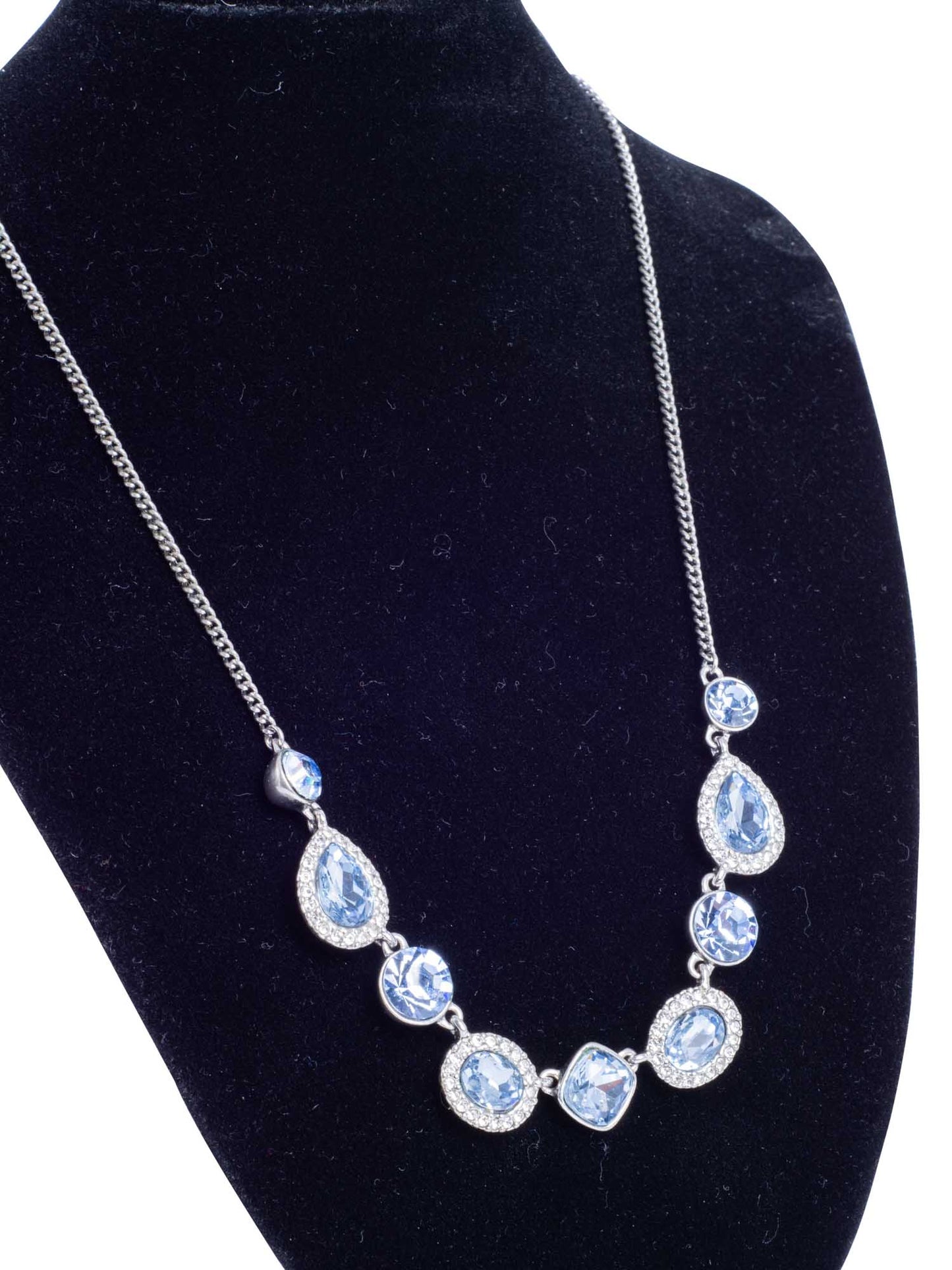 Givenchy Vintage Raindrop Rhinestone Embellished Necklace Blue