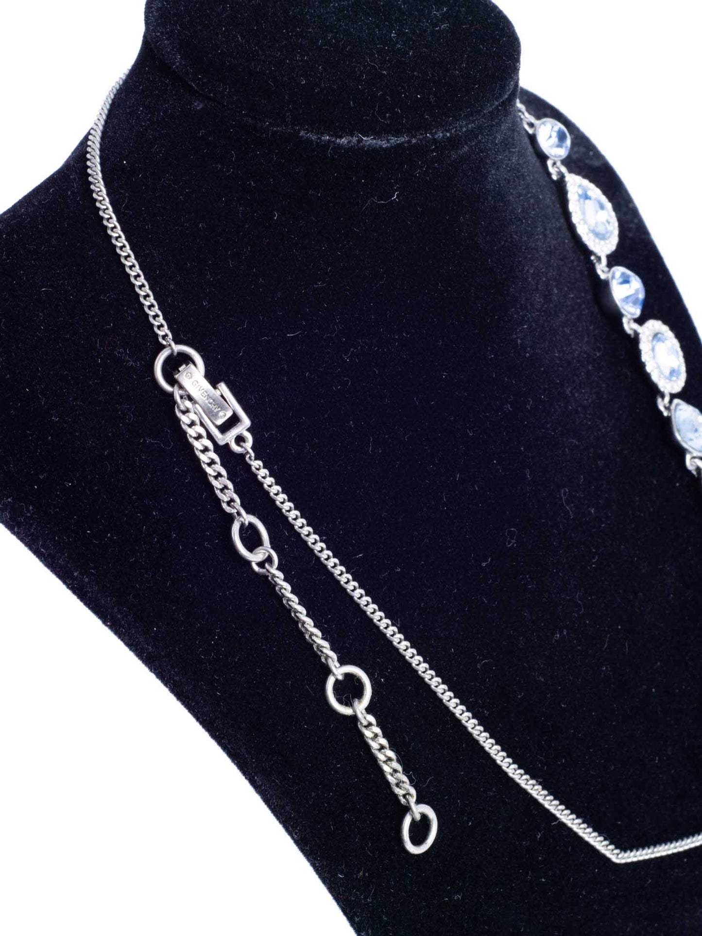 Givenchy Vintage Raindrop Rhinestone Embellished Necklace Blue