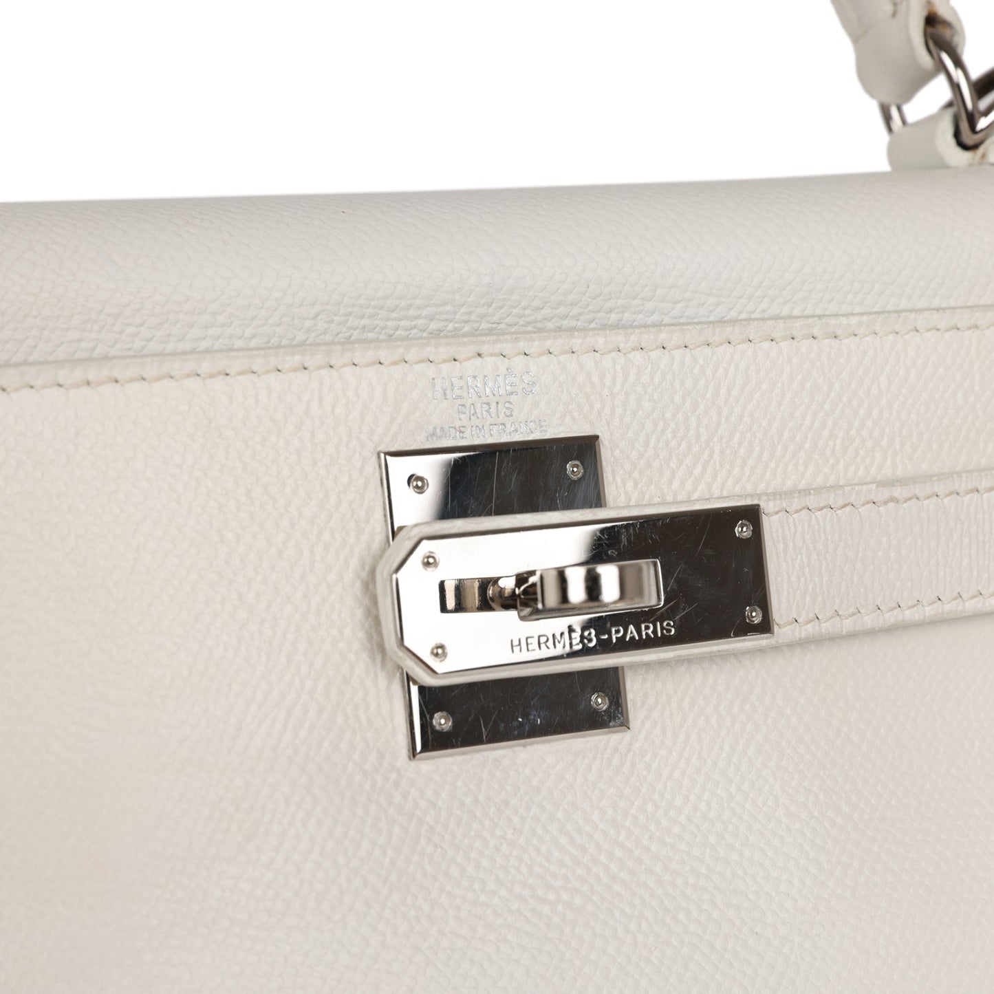 Top Quality Hermes Bi-color Kelly Retourne 28 White and Blue Jean Epsom Palladium Hardware