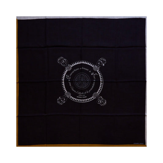 Hermes 90cm Encoder Blason Scarf In Cashmere And Silk