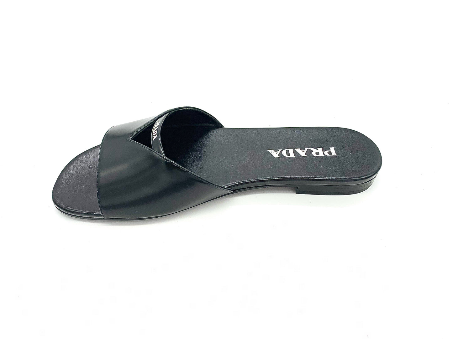 PRADA BRUSHED LEATHER CUT OUT SLIDES