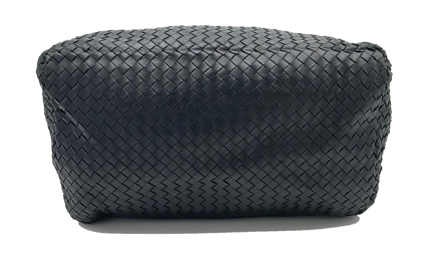 BOTTEGA VENETA Black Woven Leather Shoulder Bag Tote