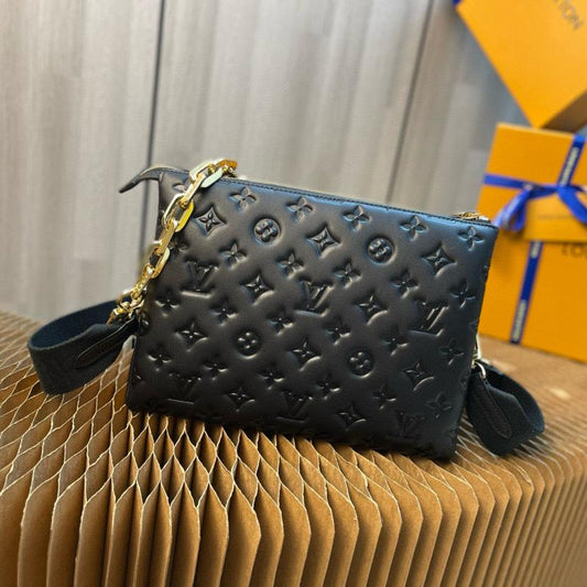 Louis Vuitton Coussin PM 26cm Black Monogram Empreinte Calfskin