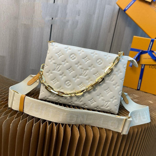 Louis Vuitton Coussin PM 26cm Cream Monogram Empreinte Calfskin