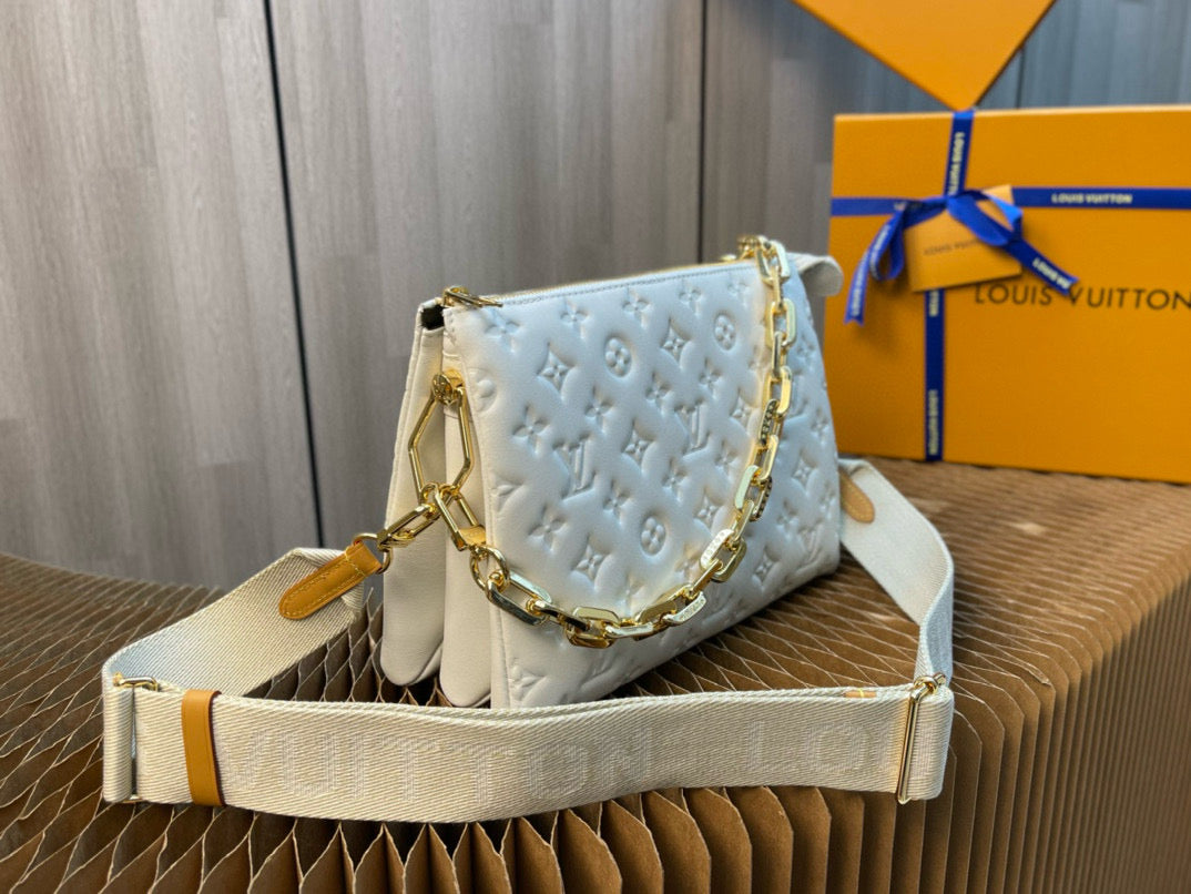 Louis Vuitton Coussin PM 26cm Cream Monogram Empreinte Calfskin