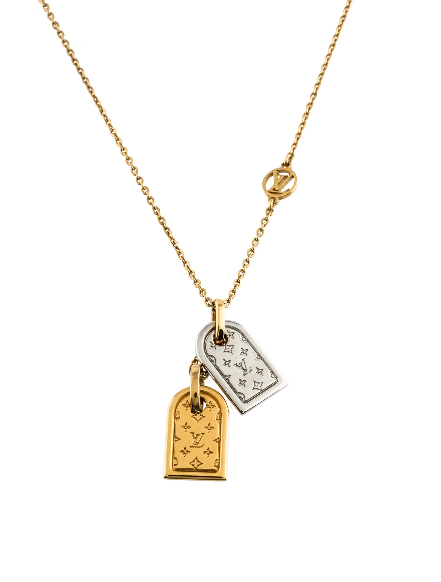 Louis Vuitton NANOGRAM TAG PINK GOLD NECKLACE