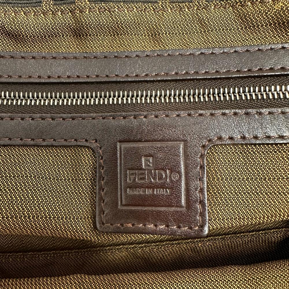 Fendi Zucca Canvas Leather Handbag Brown