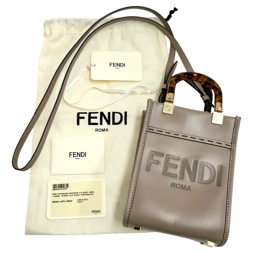Fendi Sunshine Mini Shopper Leather Bag