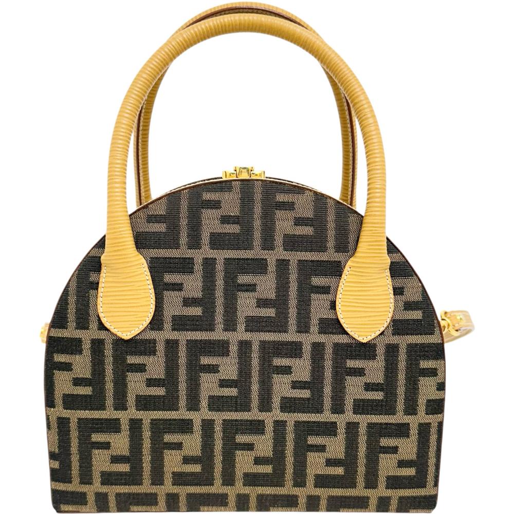 Fendi Canvas 2WAY Shoulder Handbag Beige