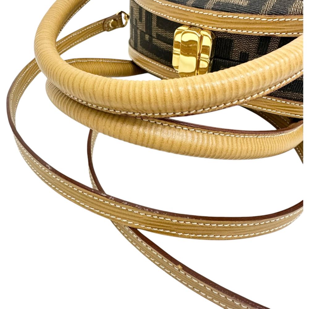 Fendi Canvas 2WAY Shoulder Handbag Beige