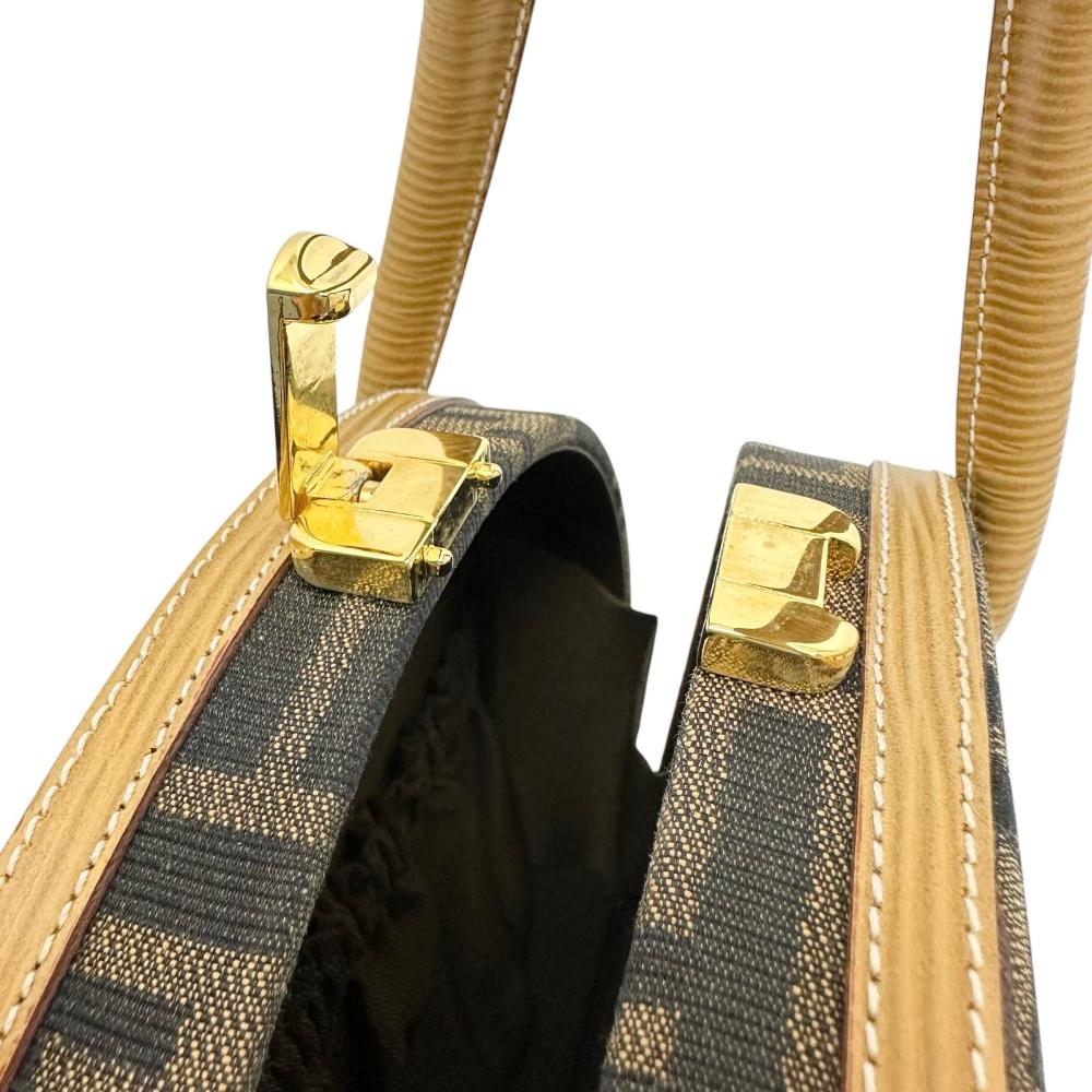 Fendi Canvas 2WAY Shoulder Handbag Beige