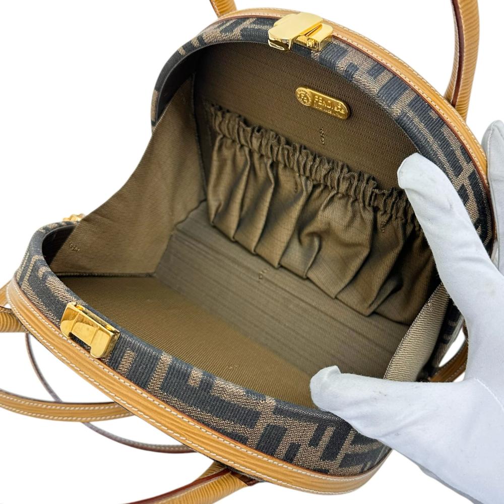 Fendi Canvas 2WAY Shoulder Handbag Beige