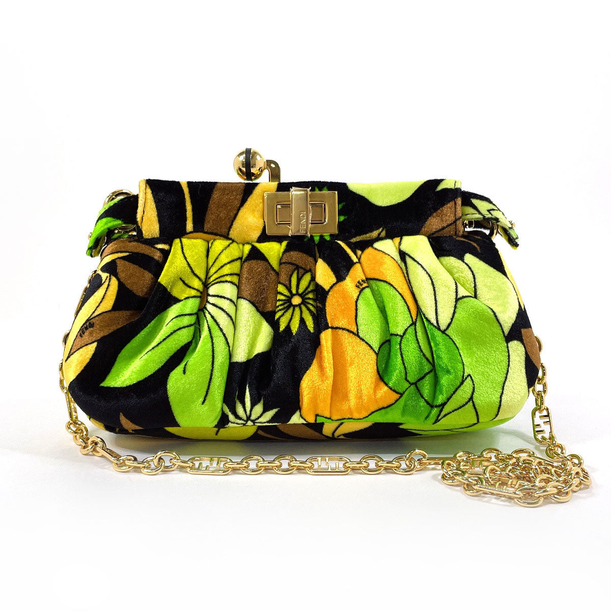 Fendi Velvet Peekaboo Click Chain Shoulder Bag