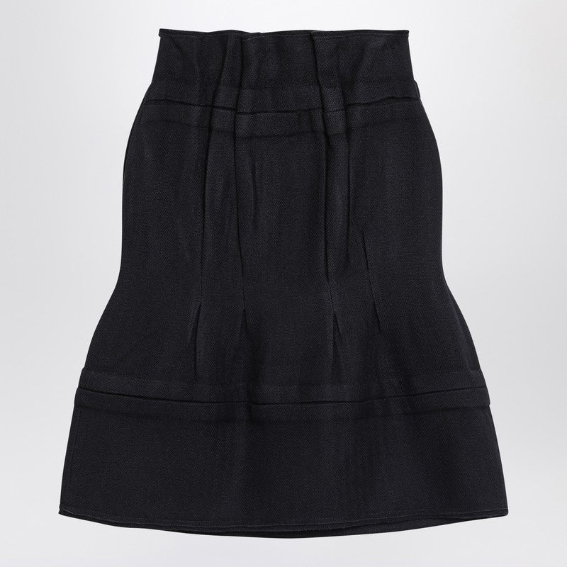 Prada Blue Midi Skirt In Chevron Wool Women