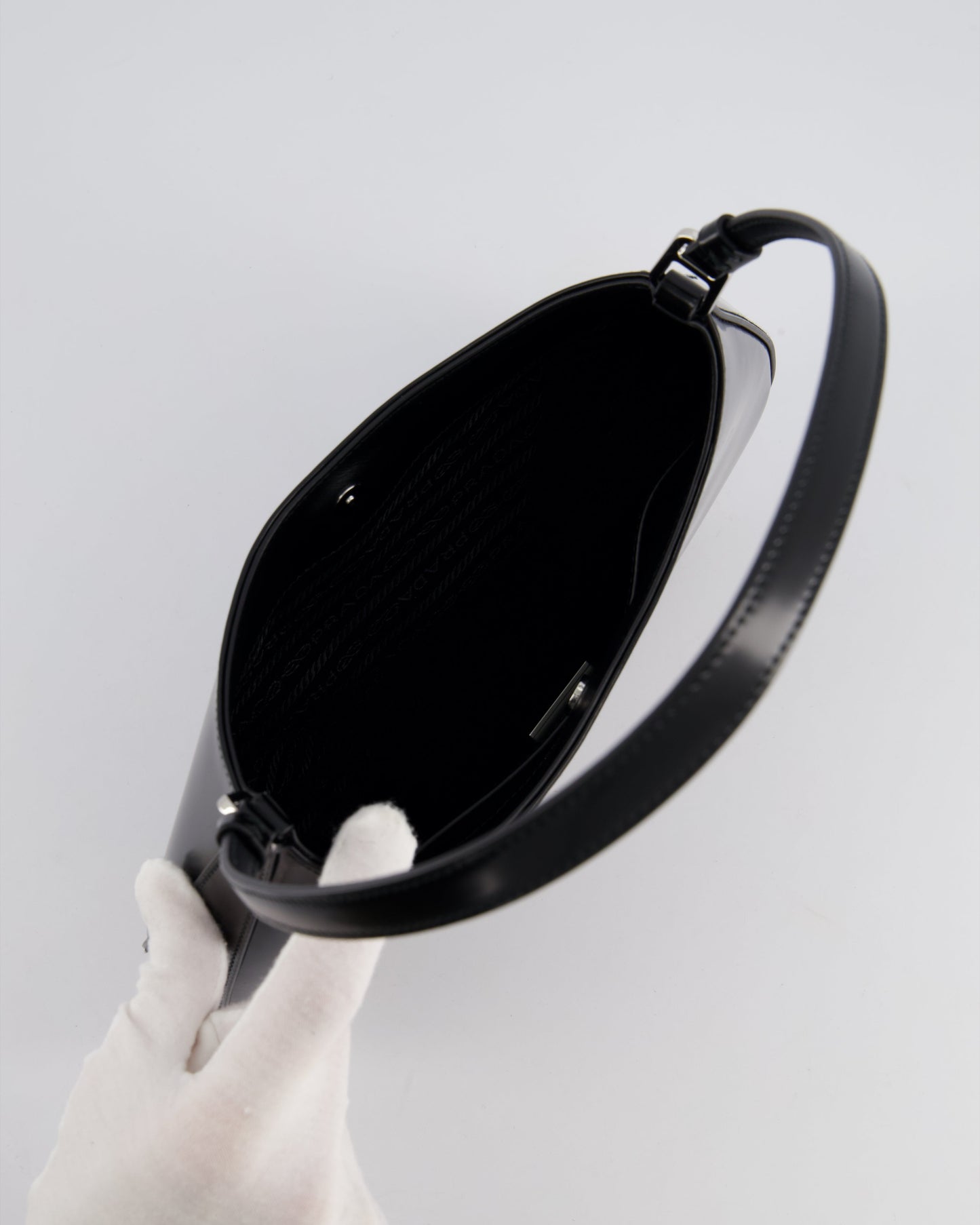Prada Black Cleo Brushed Leather Shoulder Bag RRP £2400