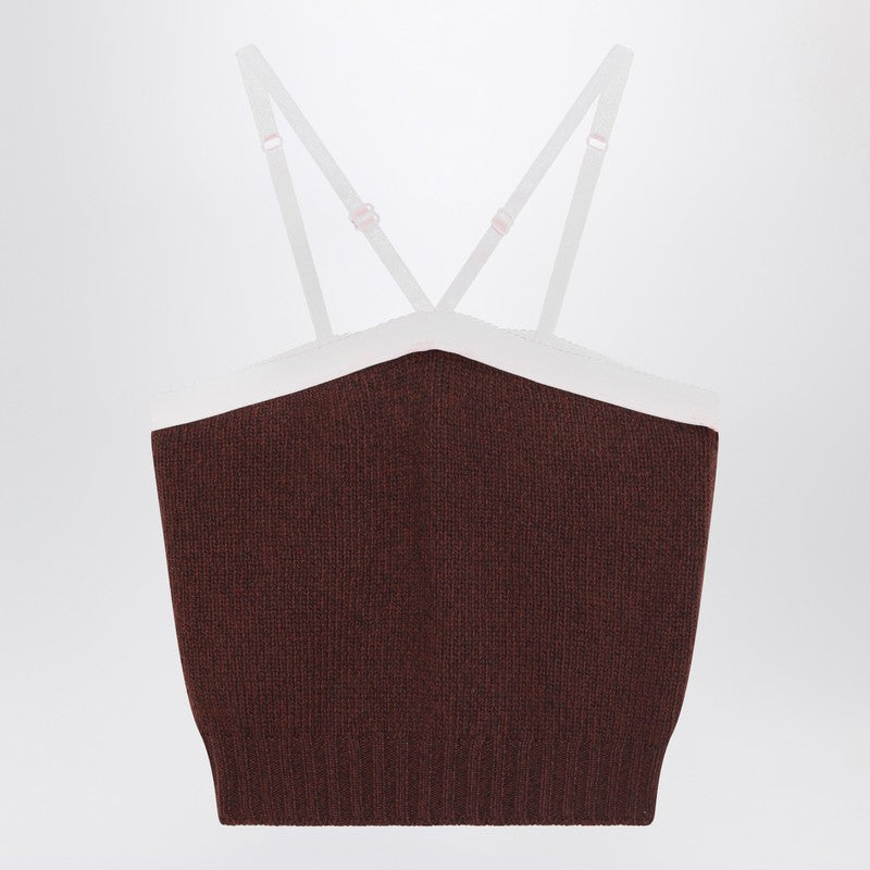 Prada Top In Brown Wool And Cashmere Women