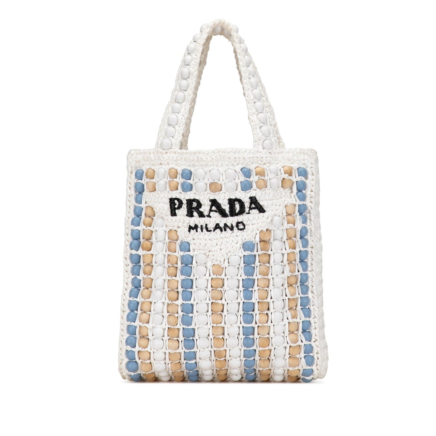 Prada Beaded Raffia Logo Tote (SHG-dzCs8E)