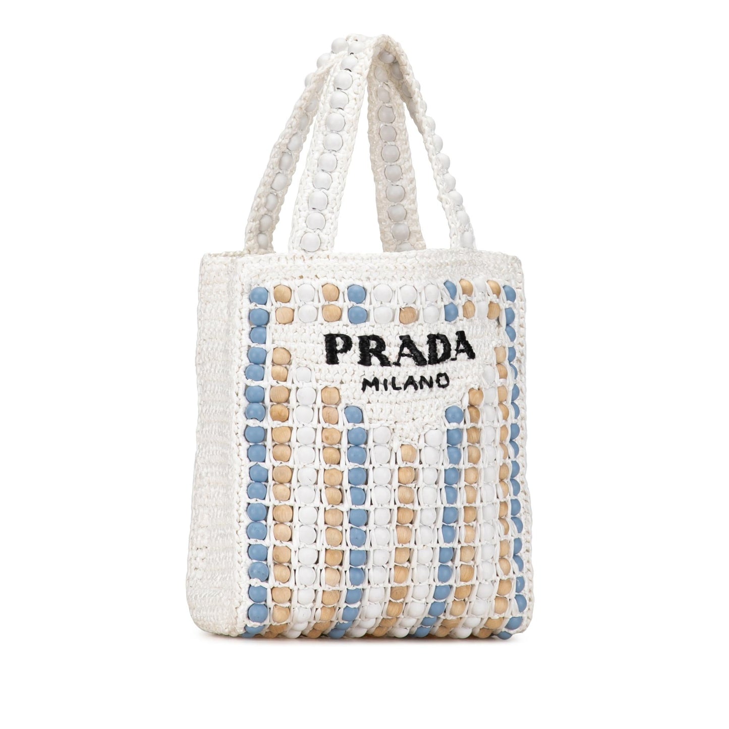Prada Beaded Raffia Logo Tote (SHG-dzCs8E)