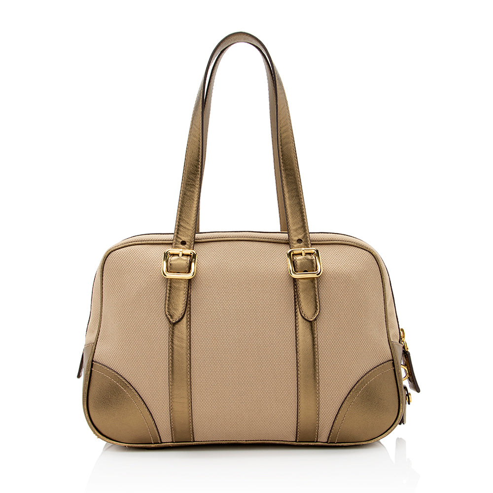 Prada Bowling Metallic Satchel (SHF-21637)