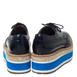 PRADA Black Brogue Leather Derby Espadrille Platform Sneakers