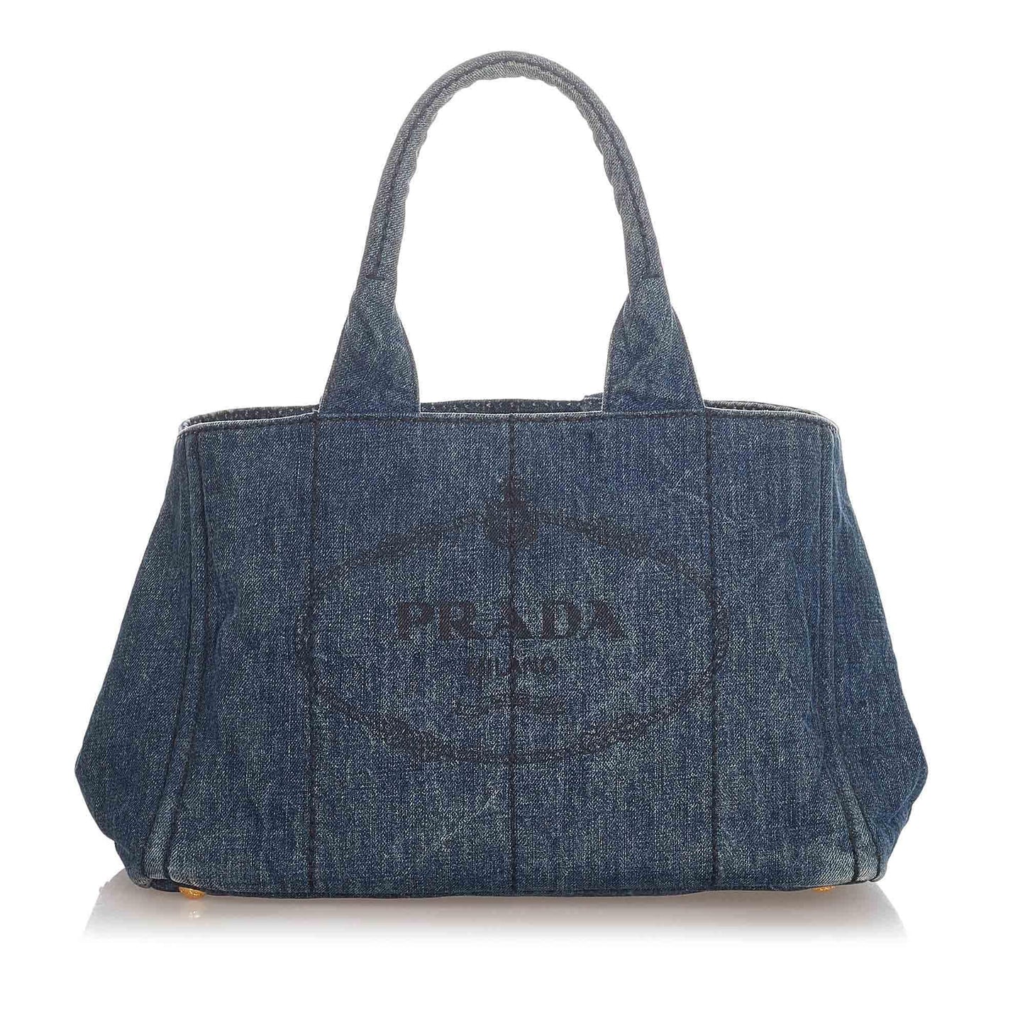 Prada Canapa Logo Denim Handbag (SHG-22537)