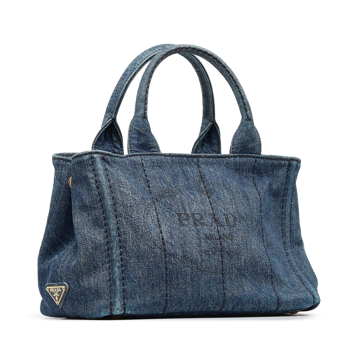 Prada Canapa Logo Denim Satchel (SHG-p3QUK4)