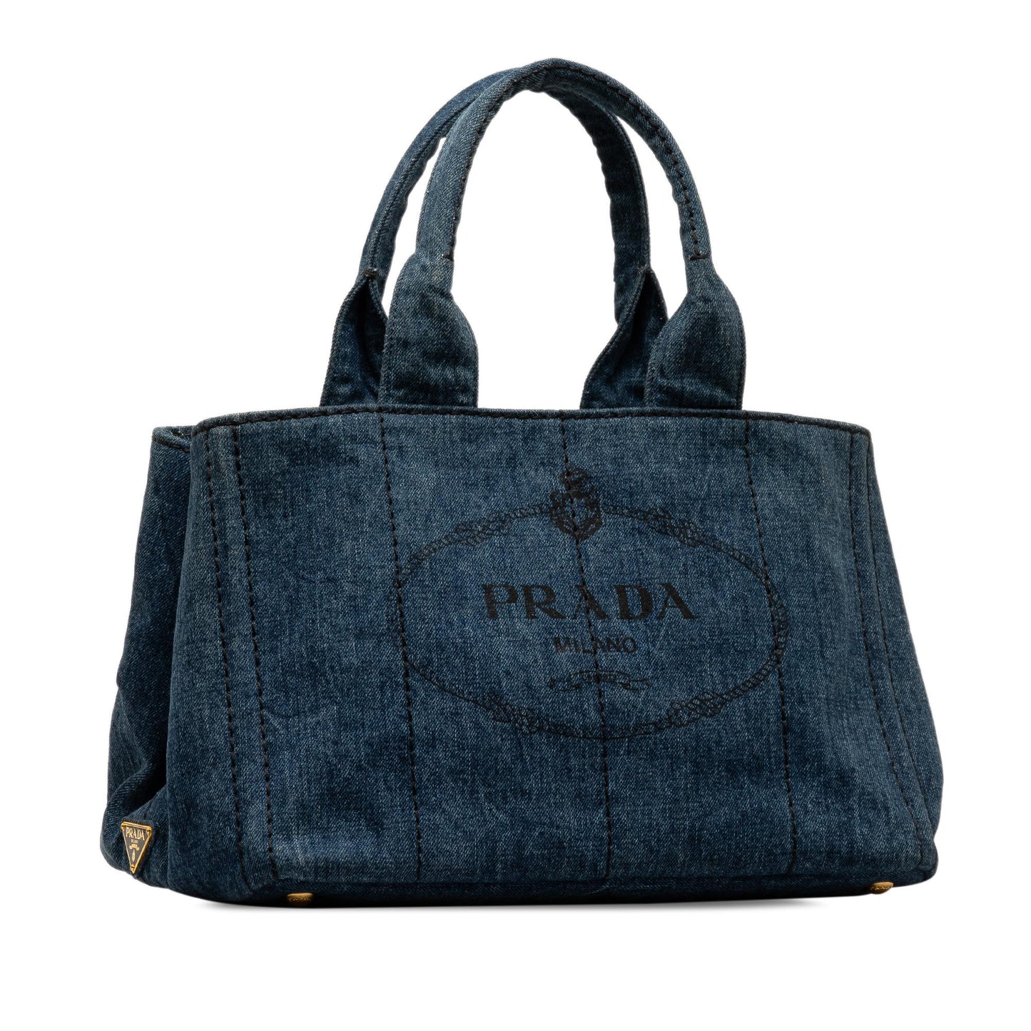Prada Canapa Logo Denim Satchel (SHG-zkv8iu)