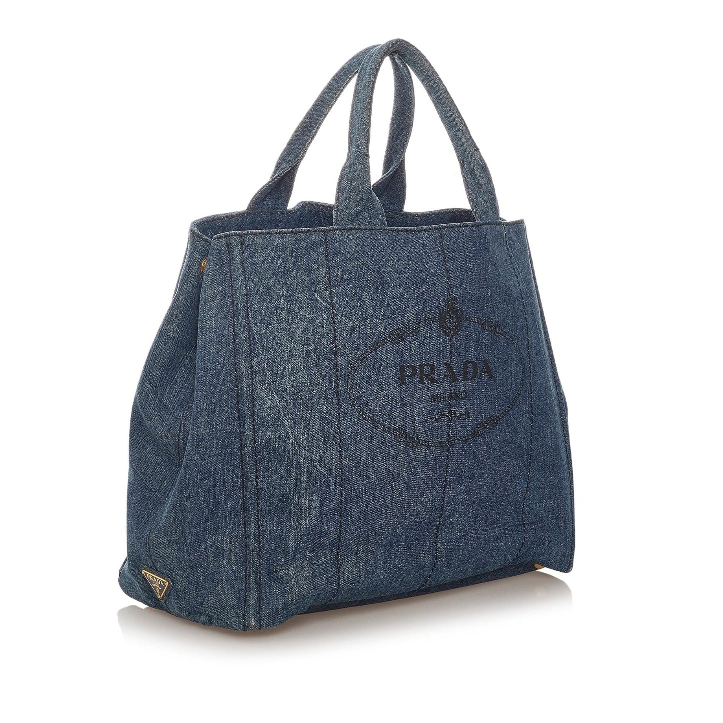 Prada Canapa Logo Denim Tote Bag (SHG-27693)