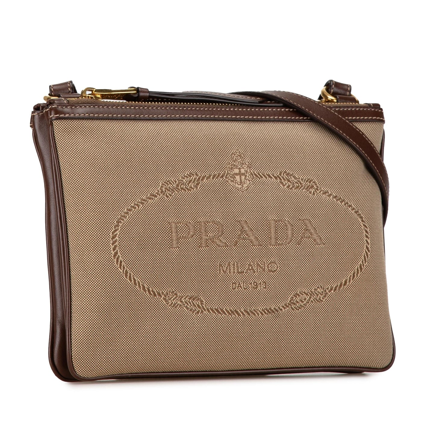 Prada Canapa Logo Double Zip Crossbody (SHG-tEMcP3)
