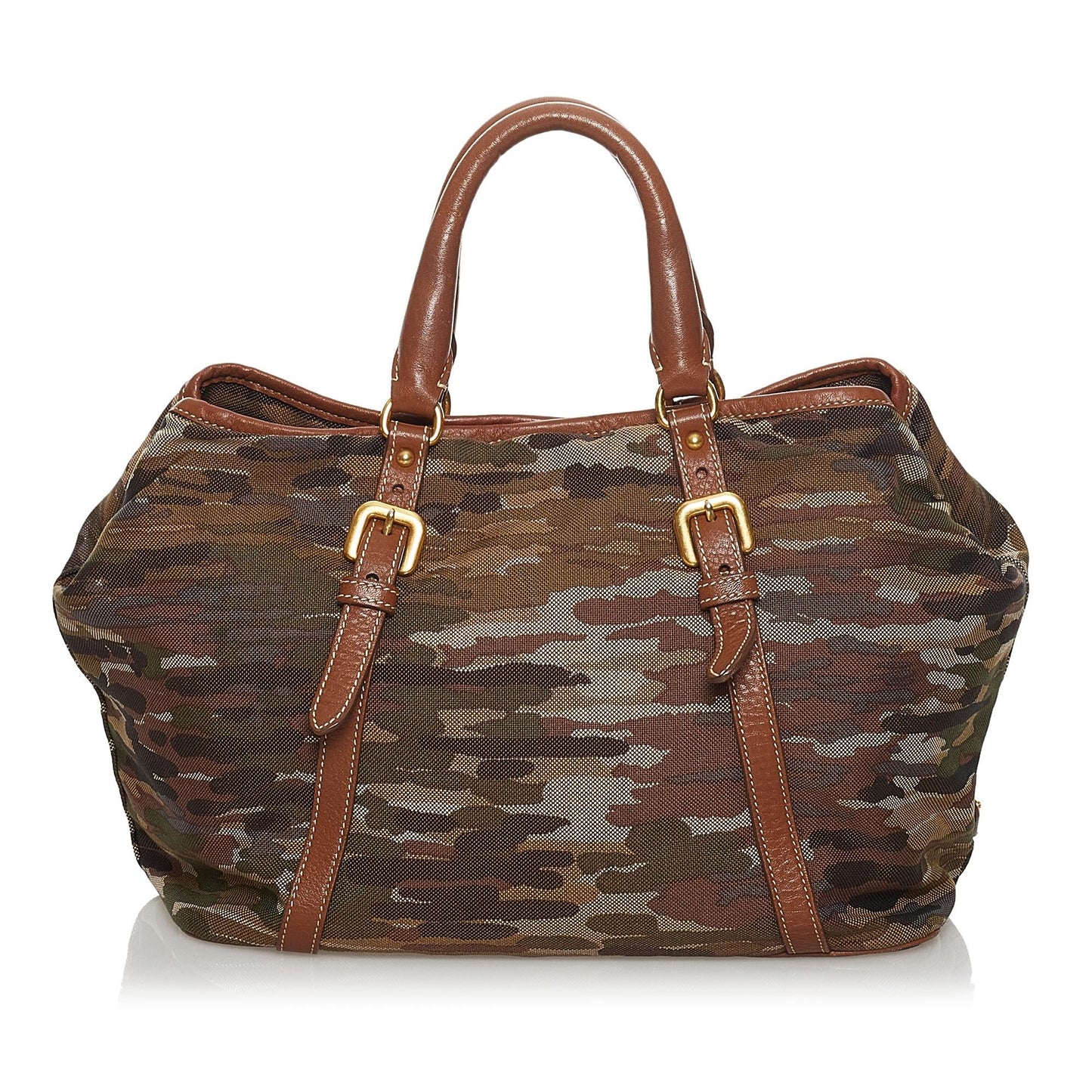 Prada Canapa Logo Printed Canvas Satchel (SHG-31274)