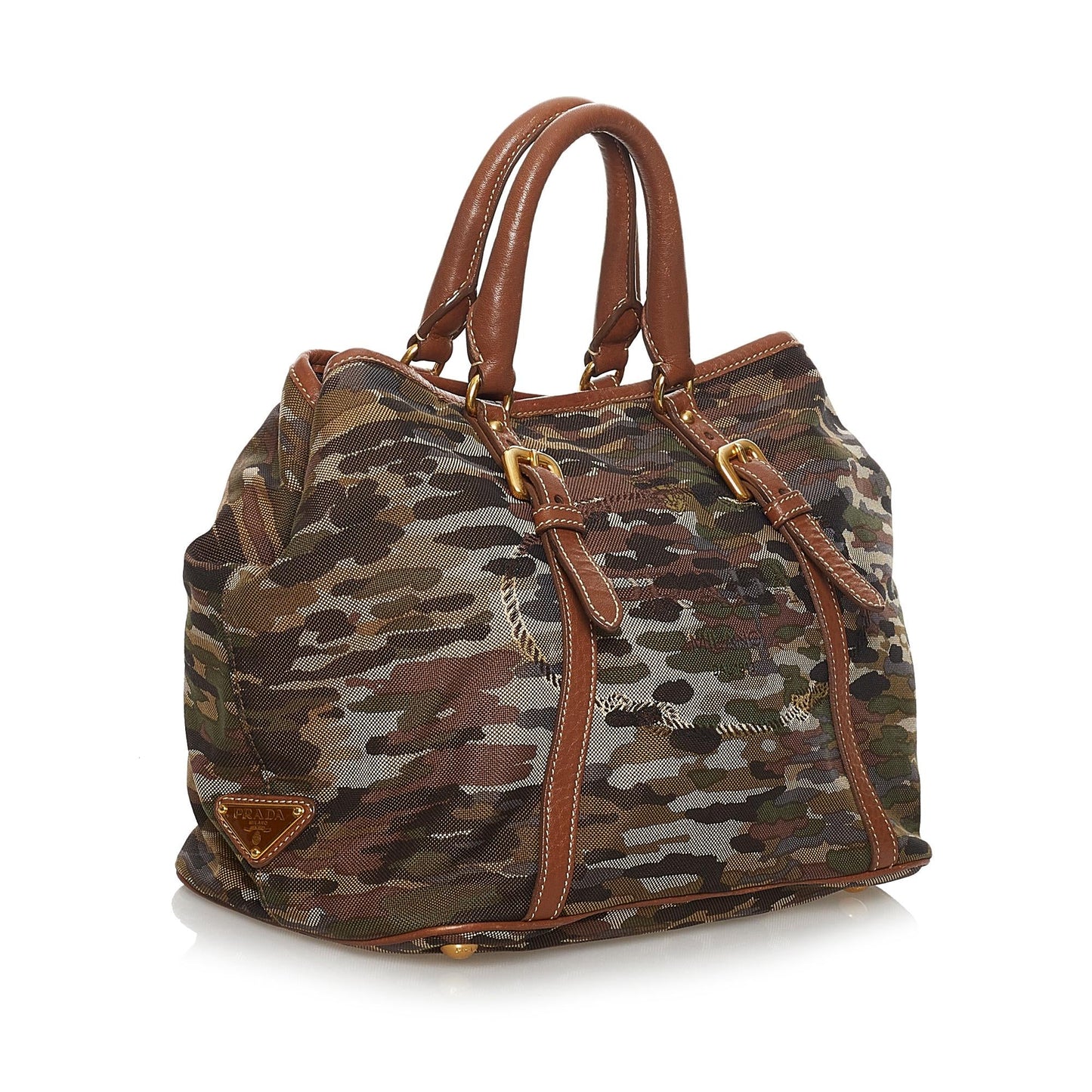 Prada Canapa Logo Printed Canvas Satchel (SHG-31274)