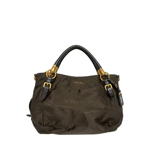 Prada Canapa Logo Tessuto Satchel (SHG-d7STAu)