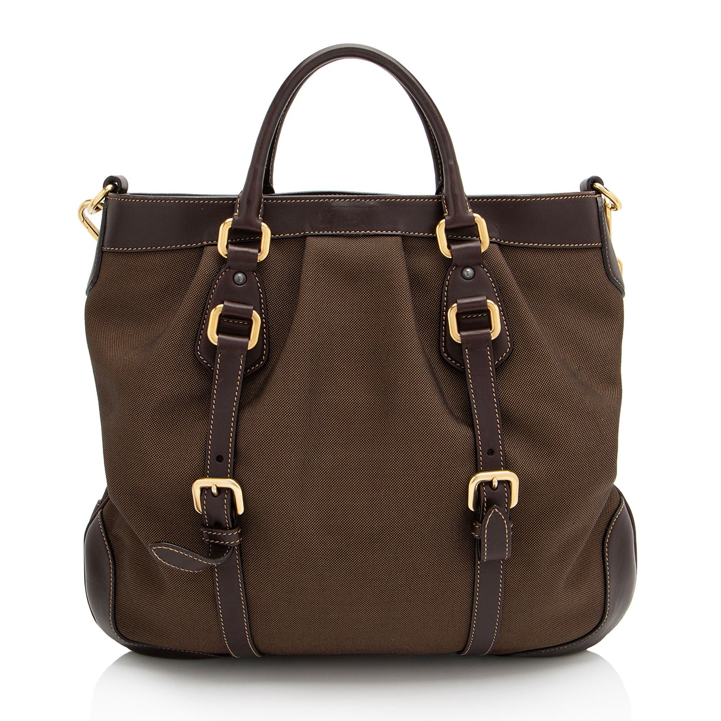 Prada Canapa Logo Belted Tote (SHF-zDMSqS)