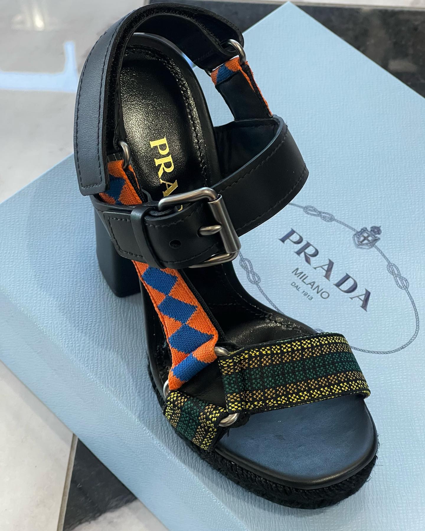 PRADA Chunky Heel Sandals