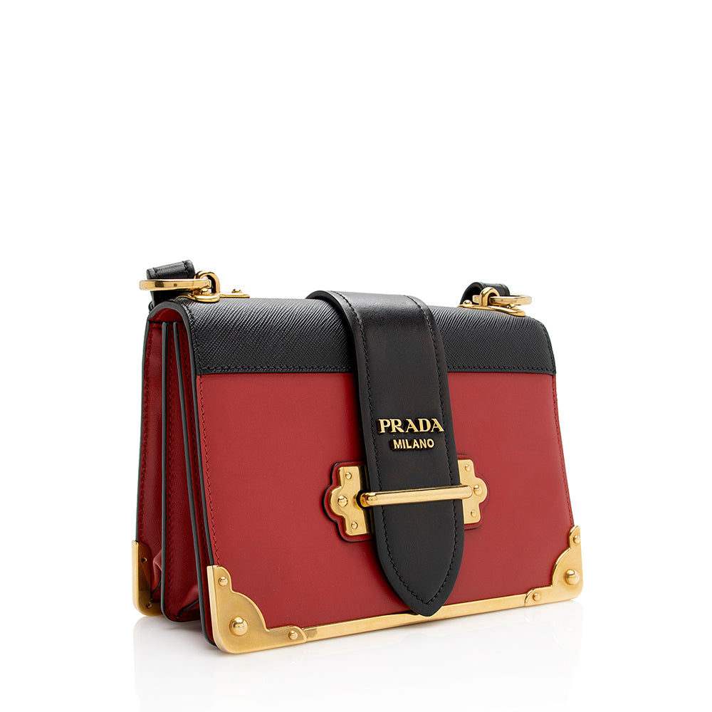 Prada Saffiano Leather Cahier Shoulder Bag (SHF-21606)