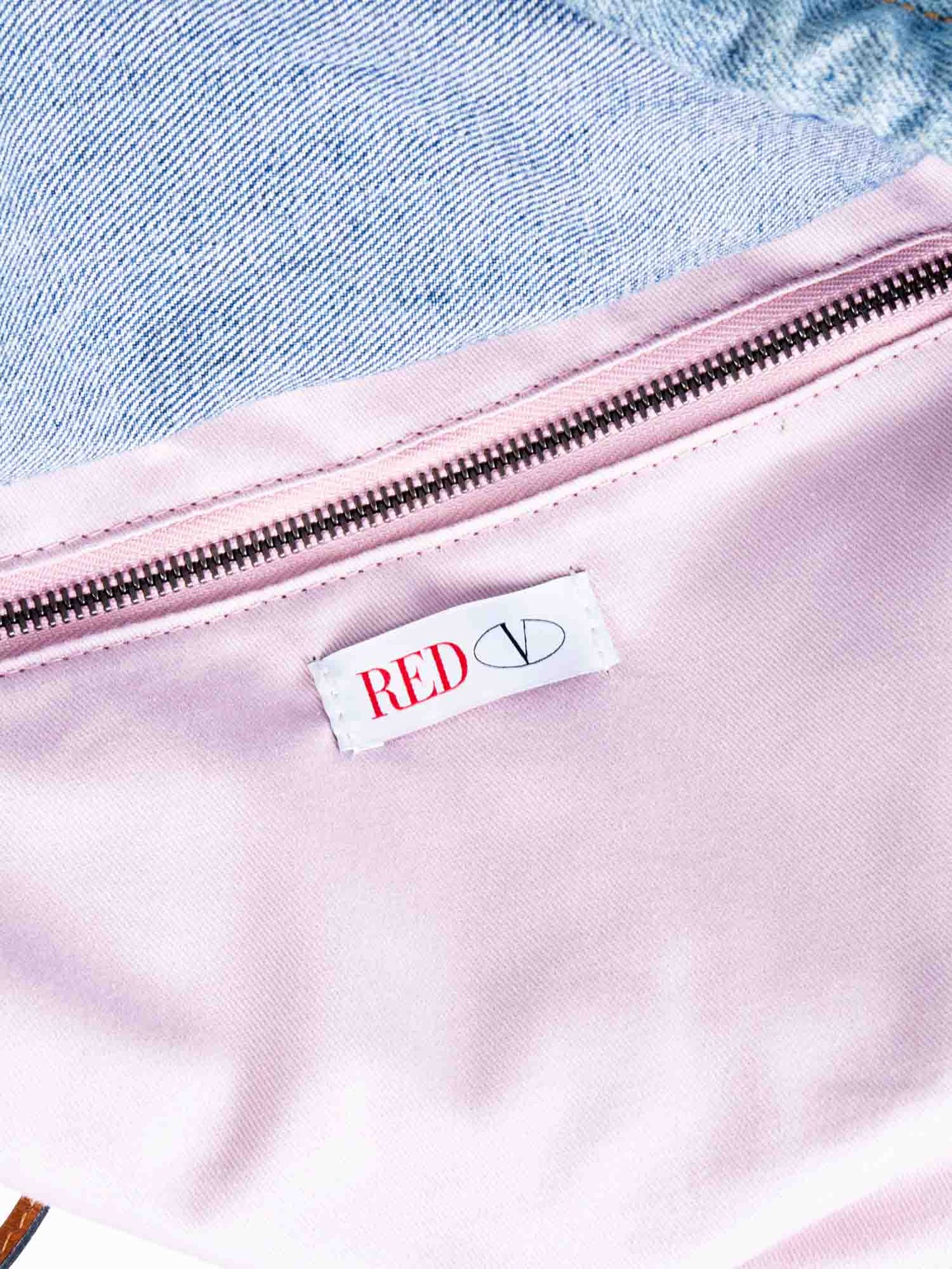Red Valentino Straw Raffia Denim Bow Bag Beige
