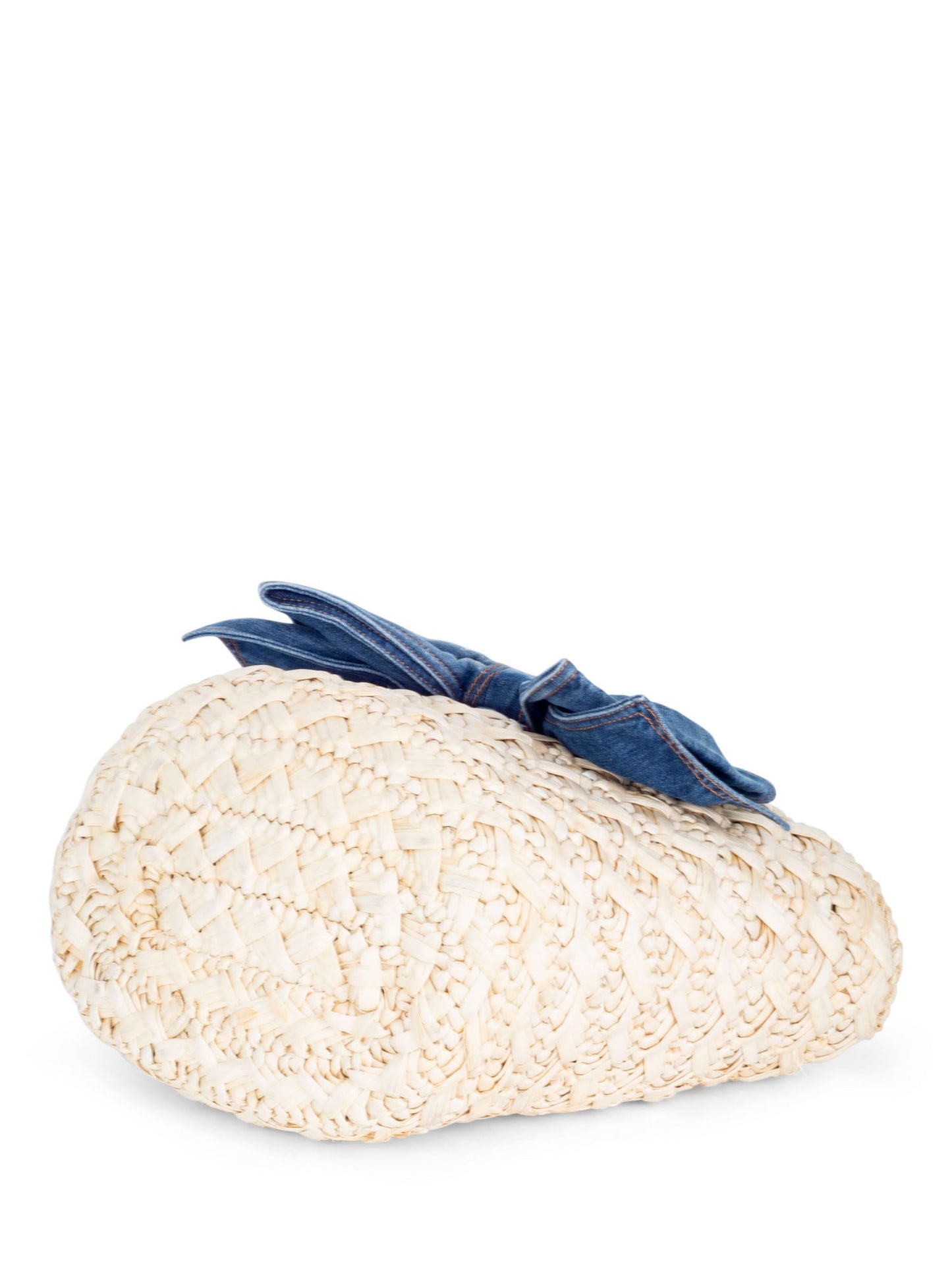 Red Valentino Straw Raffia Denim Bow Bag Beige