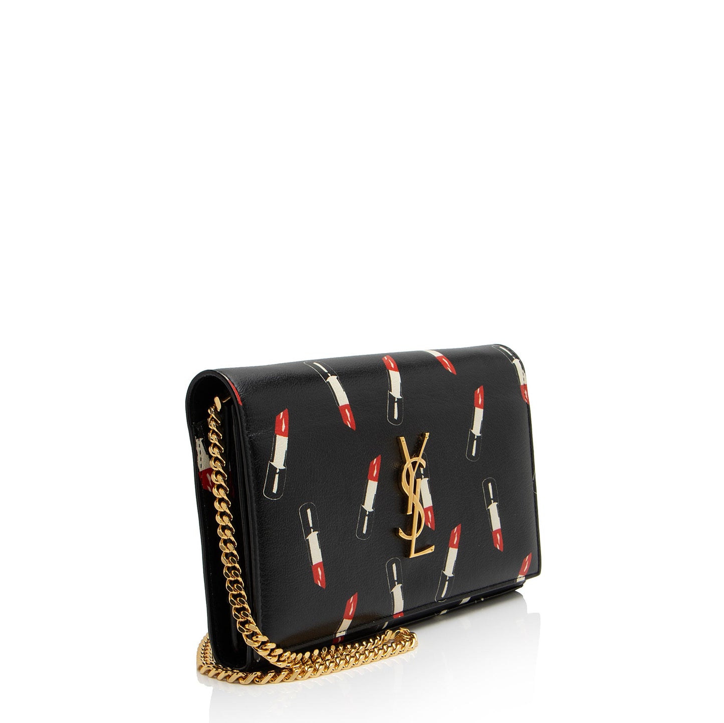 Saint Laurent Calfskin Lipstick Monogram Wallet on Chain (SHF-7LJnWn)