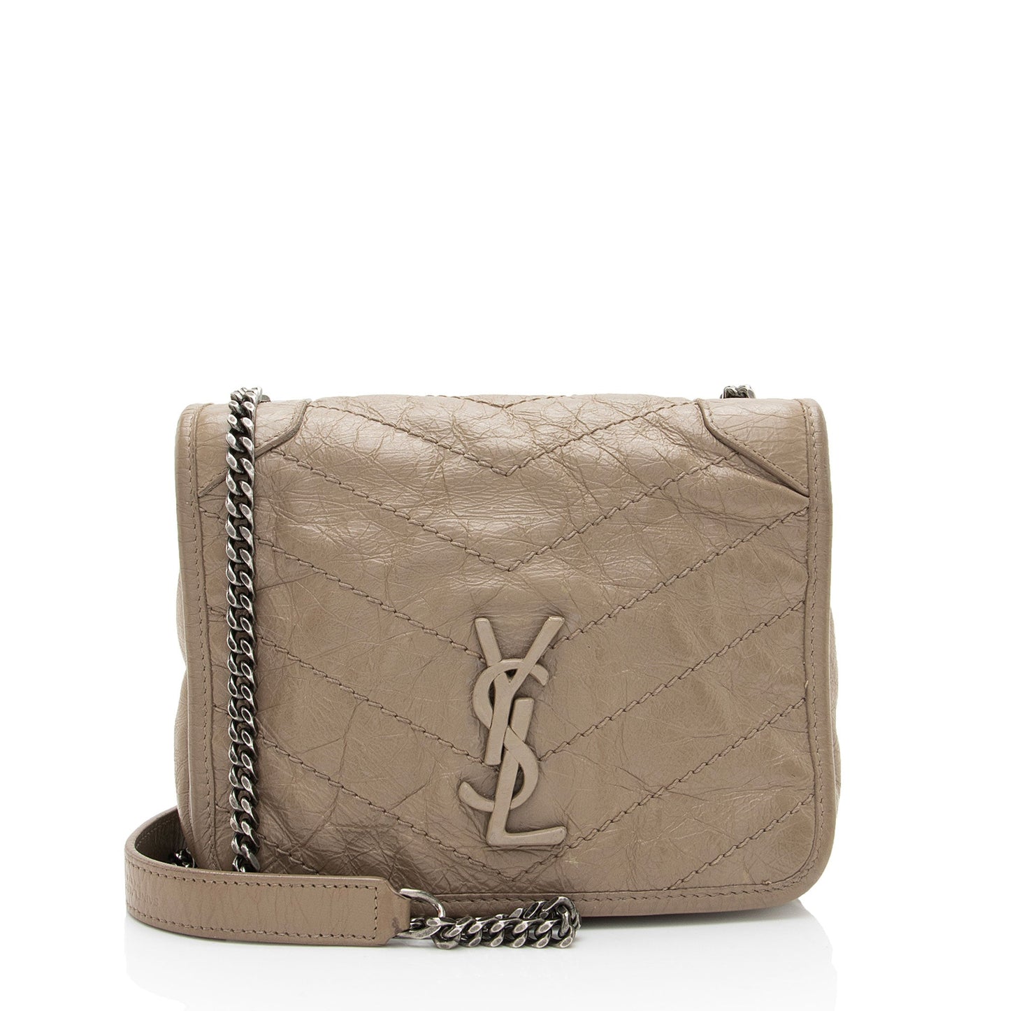 Saint Laurent Crinkled Calfskin Monogram Niki Chain Wallet (SHF-afCOLO)