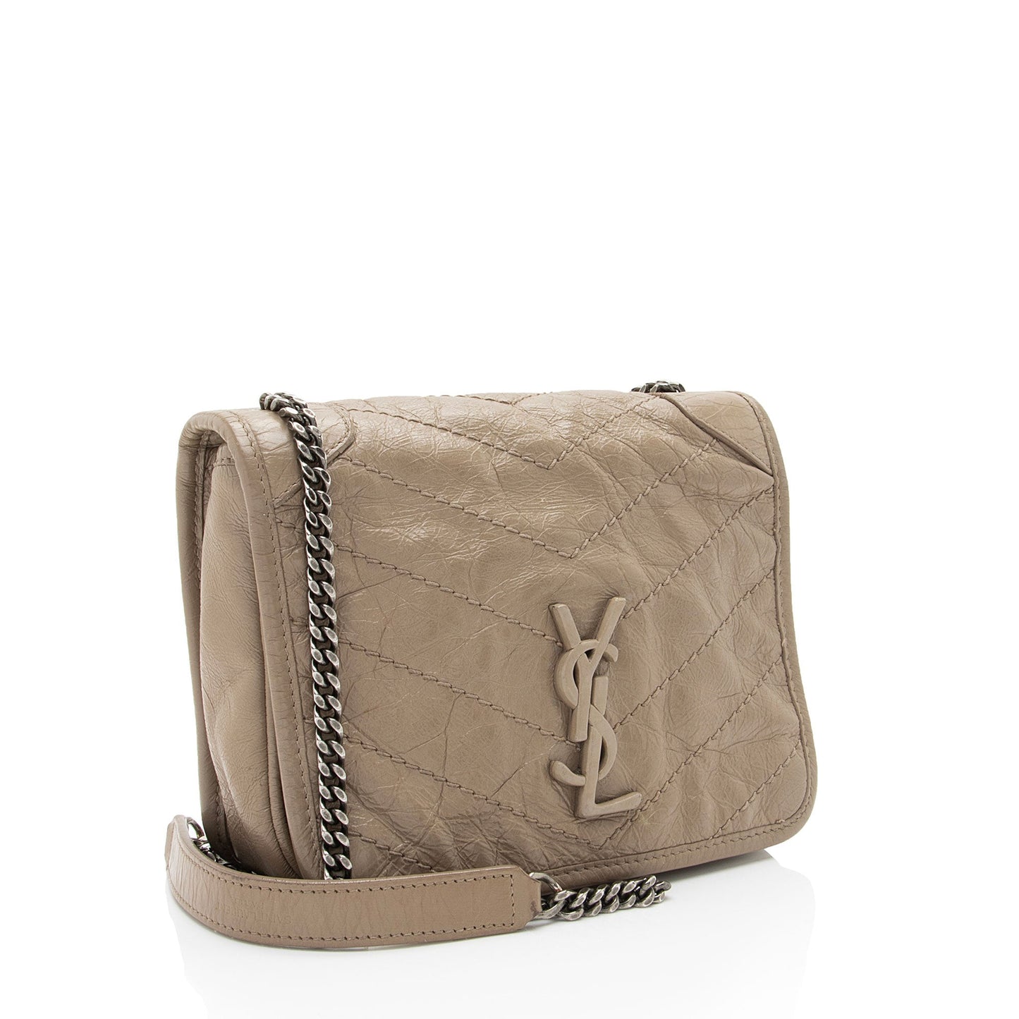 Saint Laurent Crinkled Calfskin Monogram Niki Chain Wallet (SHF-afCOLO)
