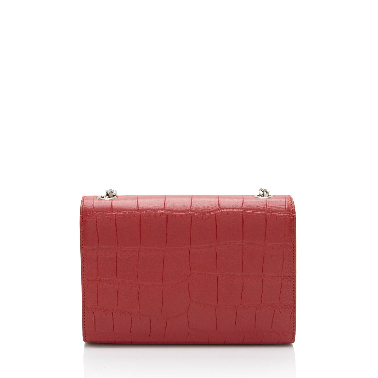 Saint Laurent Croc Embossed Leather Monogram Kate Tassel Mini Shoulder Bag (SHF-ULEaZy)