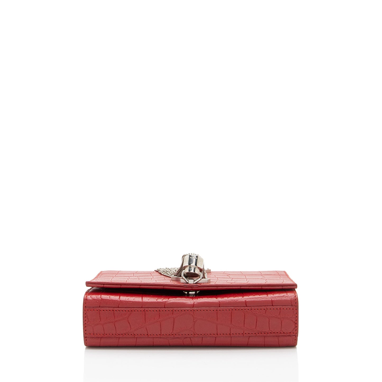 Saint Laurent Croc Embossed Leather Monogram Kate Tassel Mini Shoulder Bag (SHF-ULEaZy)