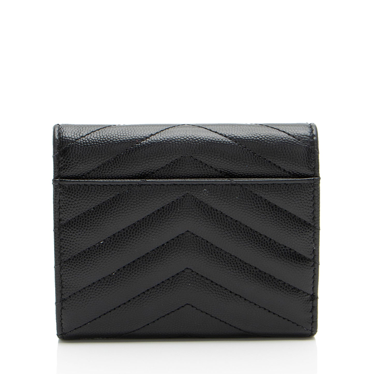 Saint Laurent Grain de Poudre Monogram Compact Tri-Fold Wallet (SHF-j0cHxO)