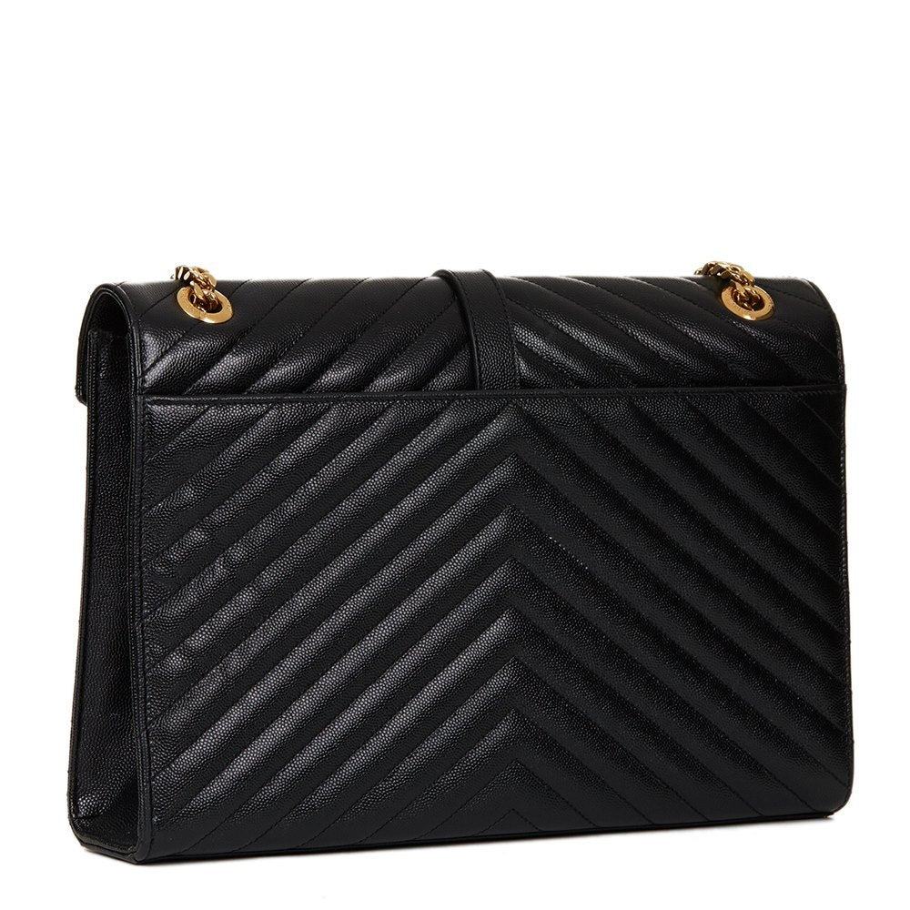 SAINT LAURENT CHEVRON QUILTED CALFSKIN LARGE ENVELOPE BAG