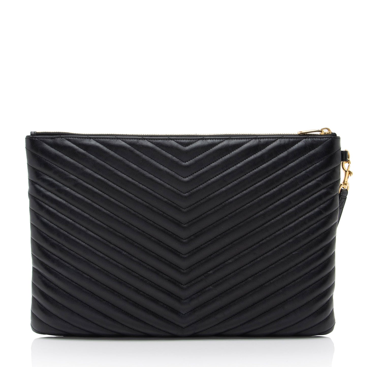 Saint Laurent Matelasse Calfskin Monogram Large Wristlet (SHF-J3F1B7)