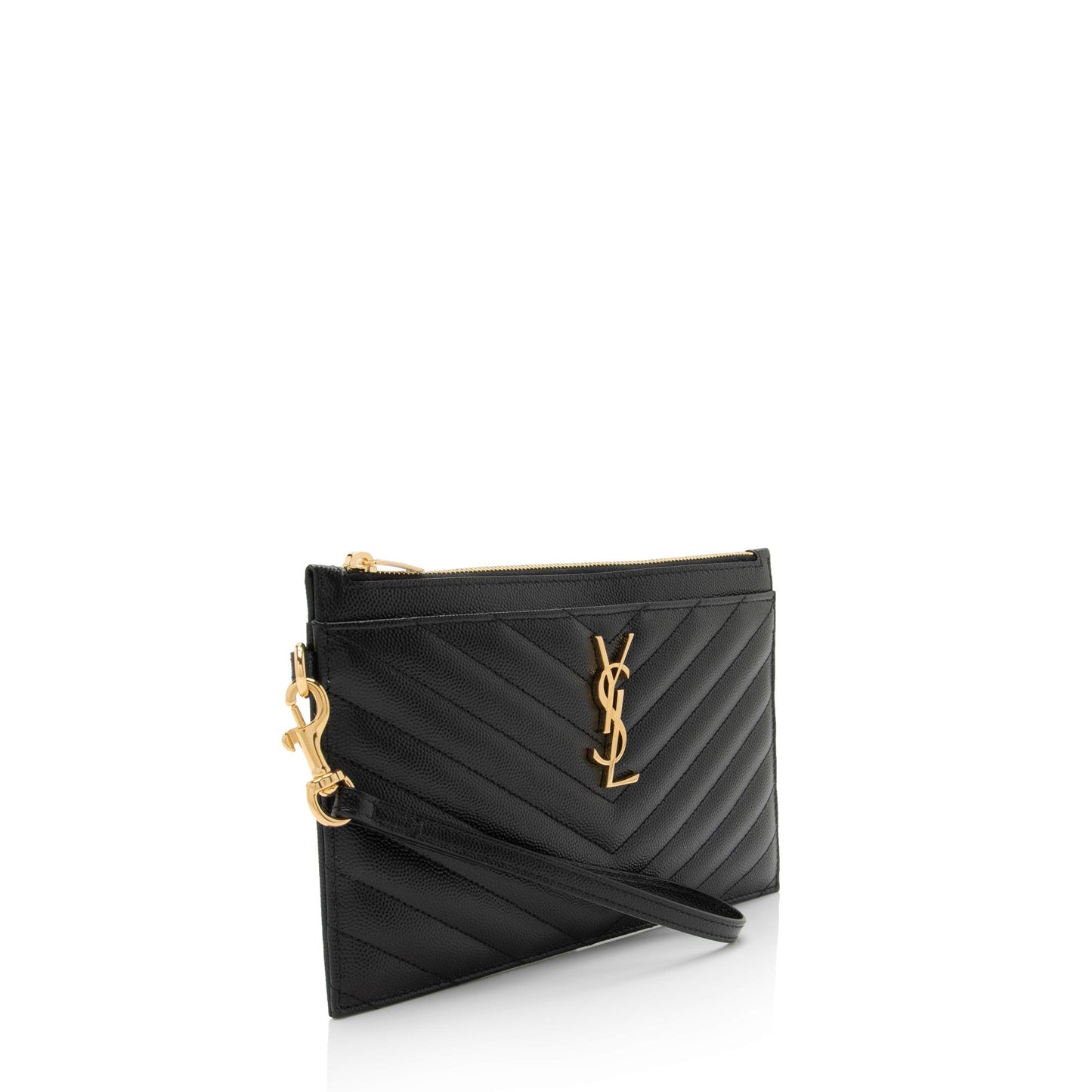 Saint Laurent Matelasse Grain de Poudre Monogram Cassandra Large Pouch (SHF-O12zWn)