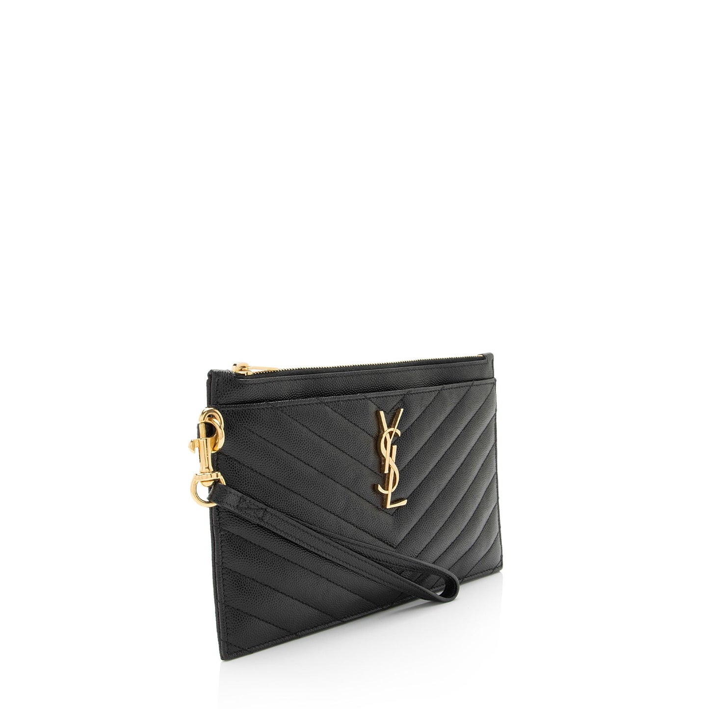 Saint Laurent Matelasse Grain de Poudre Monogram Cassandra Large Pouch (SHF-cEDDZ3)