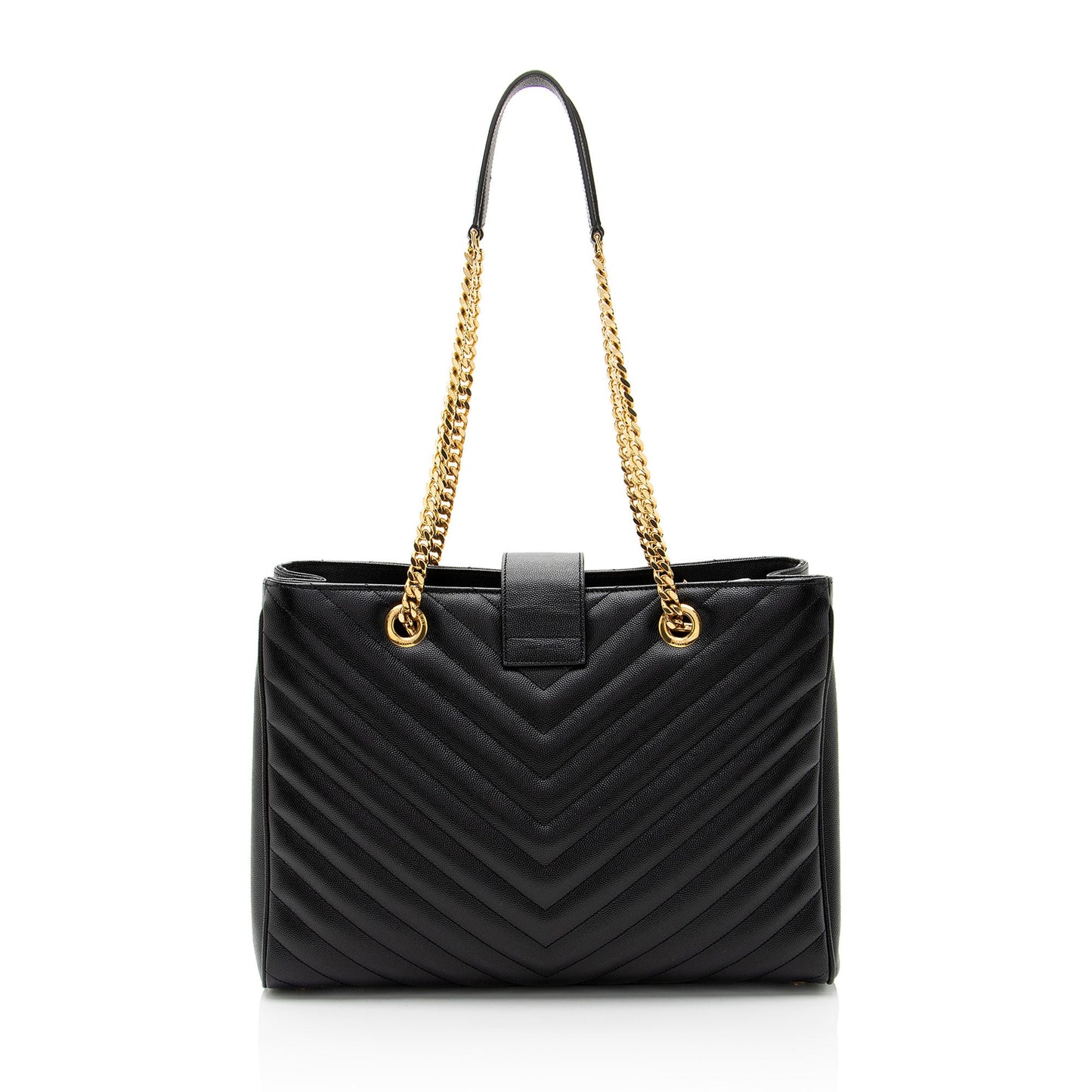 Saint Laurent Matelasse Grain de Poudre Monogram Chain Shopper Tote (SHF-0UWlSd)